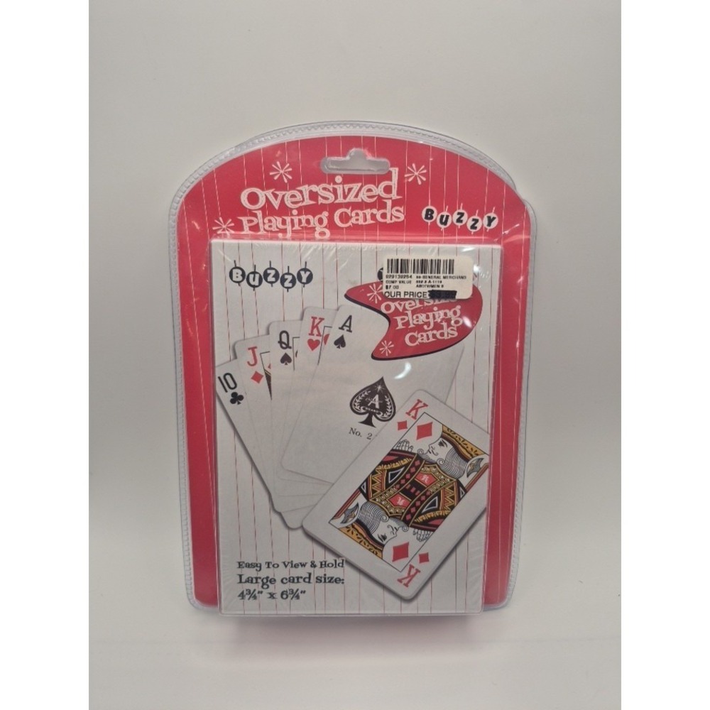 NEW BUZZY 6 3/4" x 4 3/4" Oversized Playing Cards Jumbo Giant Game Card Deck